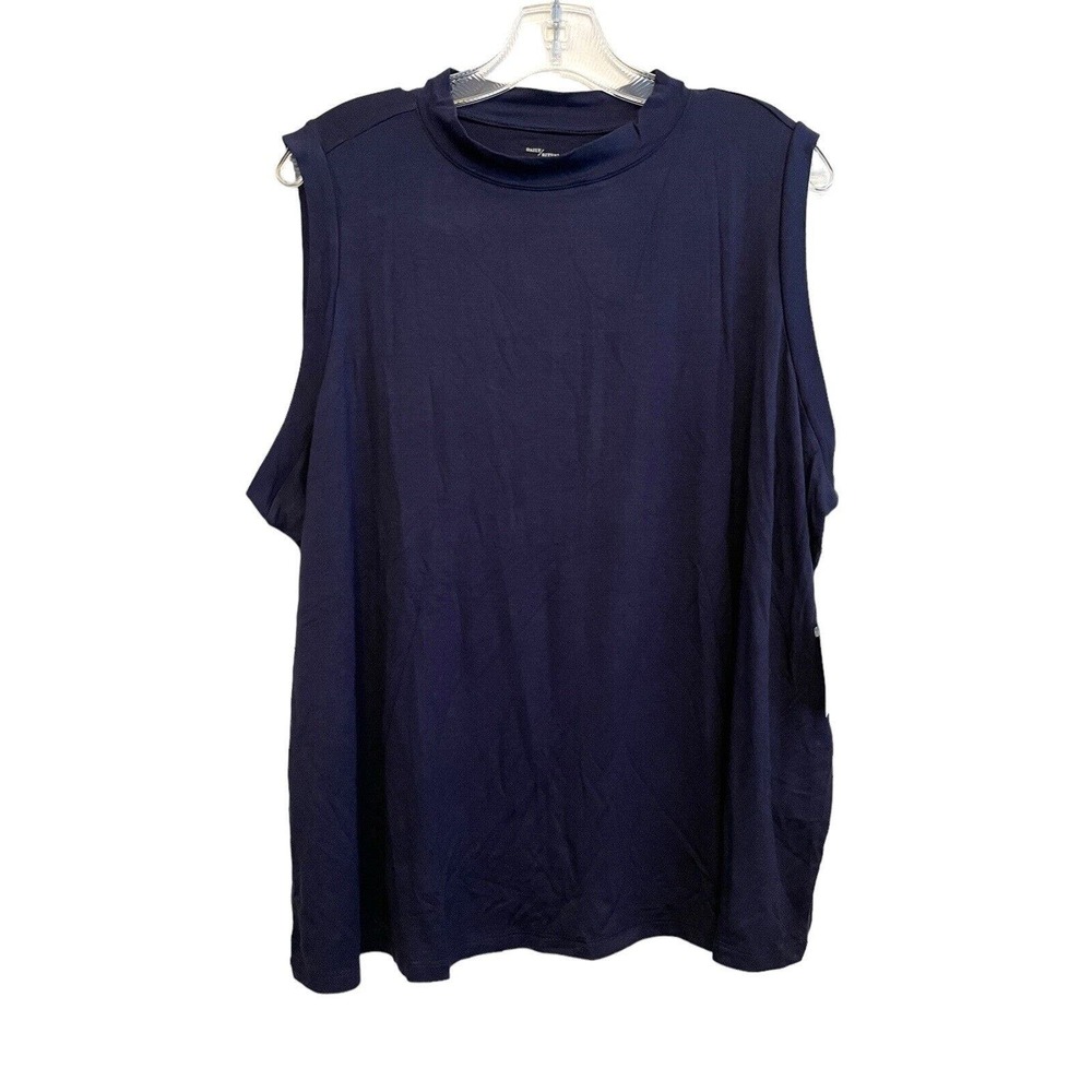 NWT Daily Ritual Sleeveless‎ T-shirt Women Size 1X Dark Blue Jersey Stretch Crew